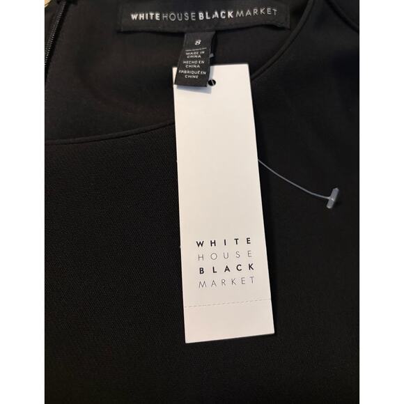 White House Black Market Black Sleeveless Pleated Fit and Flare Dress Size 8 NWT - Picture 9 of 9